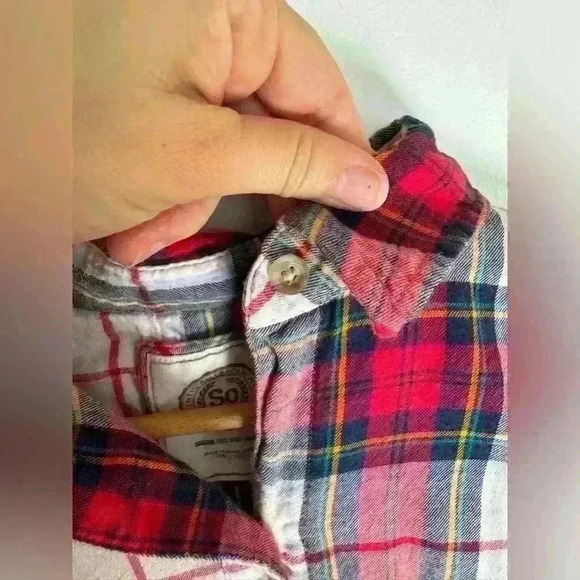 SO authentic American Heritage women’s plaid button up long sleeve shirt size M - Picture 5 of 14